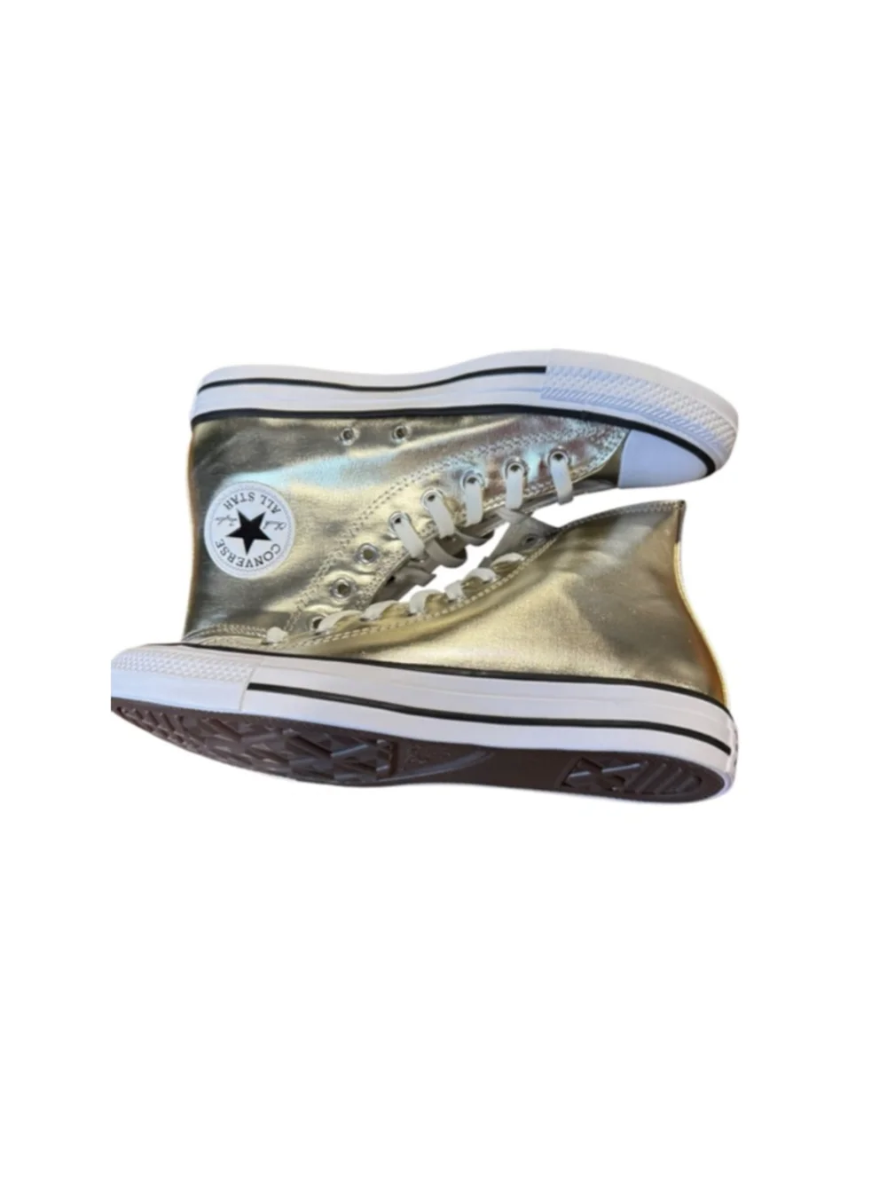Women's Converse Gold White High Top Sneakers Size 8.5